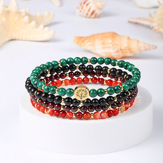 The Earth's Guardian Ring: Four-layer stable protective energy field of Malachite, obsidian, garnet and red agate
