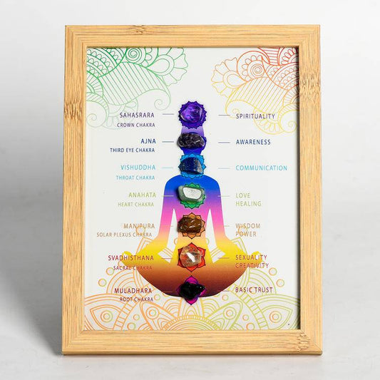 Seven Chakra Crystal Decorative Picture Frame (with Meanings) Wholesale Colorful Natural Stone Crystal Photo Frame Tabletop Display Home Decoration Festive Gift for New Housewarming