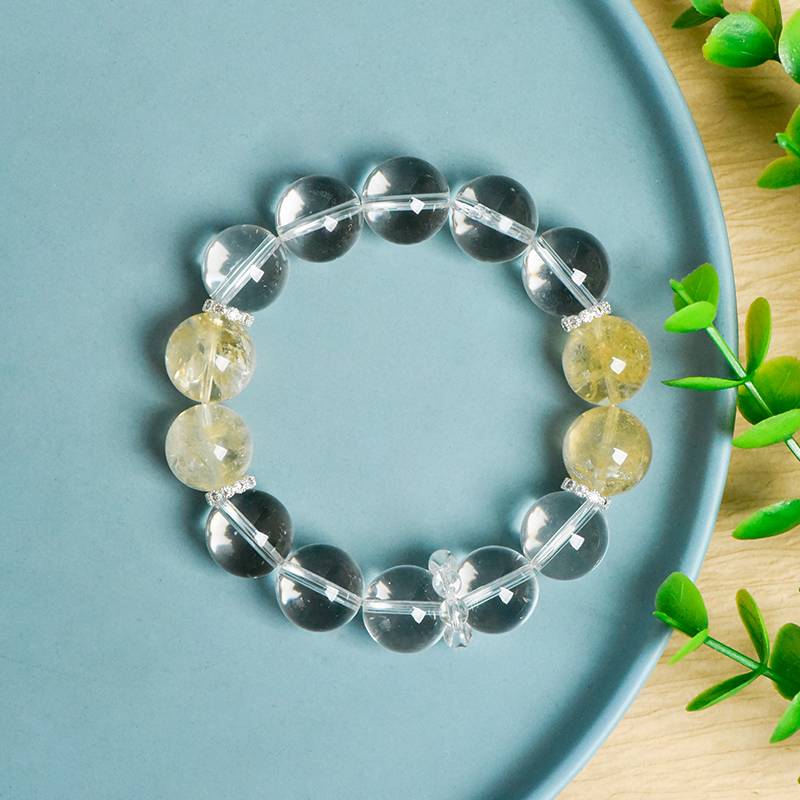 Golden Cascade: White Quartz & Yellow Azeztulite Wealth Bracelet