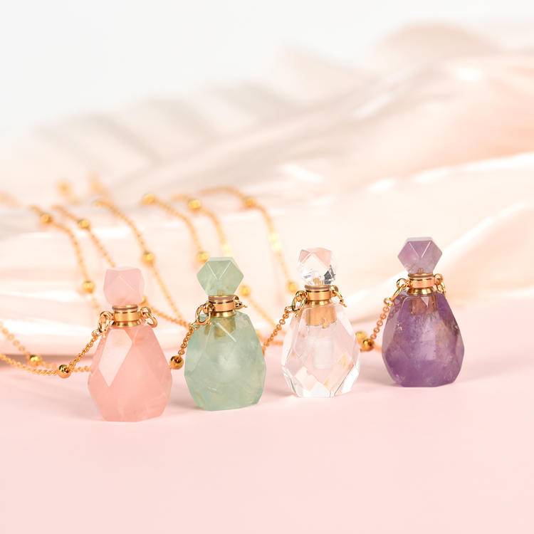 Crystal Perfume bottle Necklace: A frozen morning poem