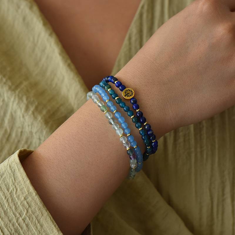 Interstellar Wisdom Navigator: Lapis lazuli, Blue Phosphorus Gray, blue chalcedony, Fluorite Four-level Intuitive Awakening Energy Ring