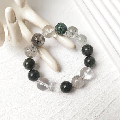 Azure Dragon Vein: Green Phantom, Green Rutile & Seraphinite Power Bracelet