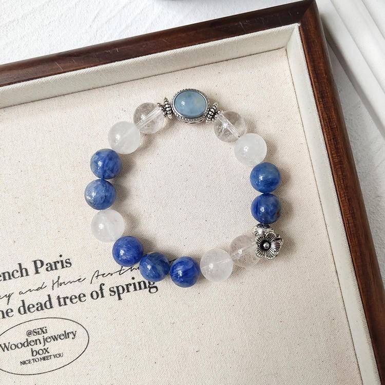 🌊✨ 【 White Crystal Blue crystal aquamarine Magic Box Bracelet 】 -- Pure · spiritual · Ocean Energy trio ✨🌊