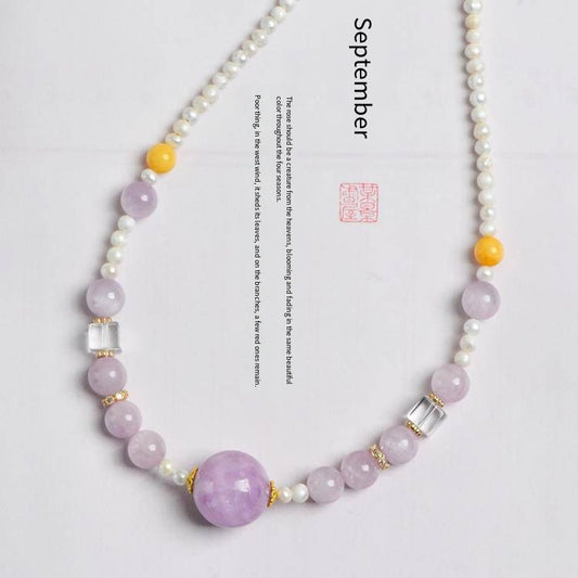 "Light Dome Spirit Key" Purple Lithium Light Spiritual Matrix Collarbone Chain: When moonlight turns into a spiritual energy conduit, it awakens the sleeping Star Dome map