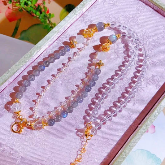 "Dark Tide String Moon" Natural Grey Moonstone Universal Resonant chain: When dark matter whispers in the neck, gravitational waves are the only strings