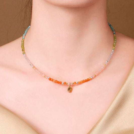 "Cosmic Root Vein" Seven-Crystal Life Tree Necklace: Wear the ever-lasting cosmic rhythm and experience the harmonious cycle of rebirth with every breath