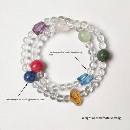 Celestial Chakra: Double Strand White Quartz & 7 Gemstone Bracelet