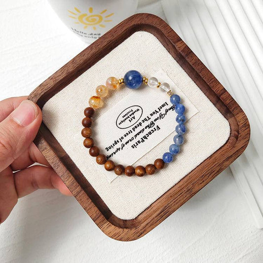 🌿✨ [Blue crystal Agarwood Bracelet] -- Spiritual Charm and Serene cultivation ✨🌿