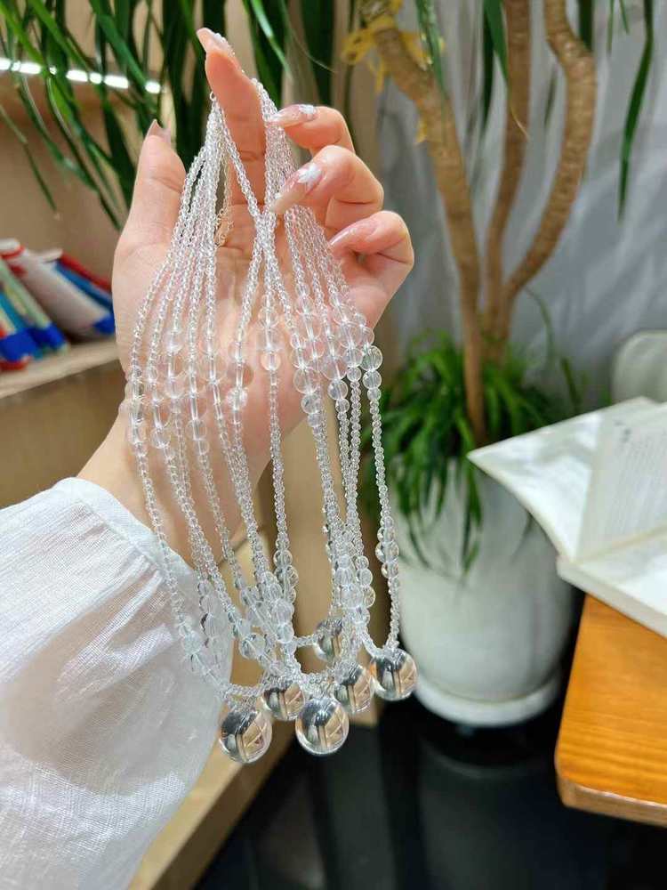 "Tears of the Universe" White Crystal Sphere Aurora Necklace