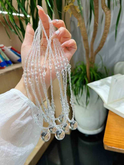 "Tears of the Universe" White Crystal Sphere Aurora Necklace