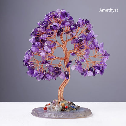 Natural agate supports the tree of Energy · Six-color crystals awaken the Light of life