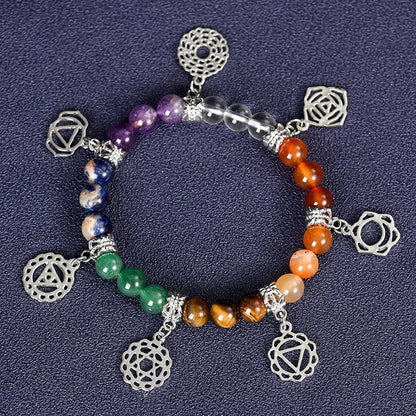 The Holy Light Ring · Seven Chakras Full Frequency Energy Bracelet: Seven-Colored Crystals, Connecting the spiritual veins