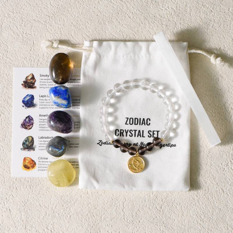 Your zodiac sign is the starry river worn on your hand. - Twelve Zodiac Signs Healing Bracelet Set -- White Crystal Energy Base Station × 60 Constellation Primordial Stones × Unlock Your zodiac Energy Formula