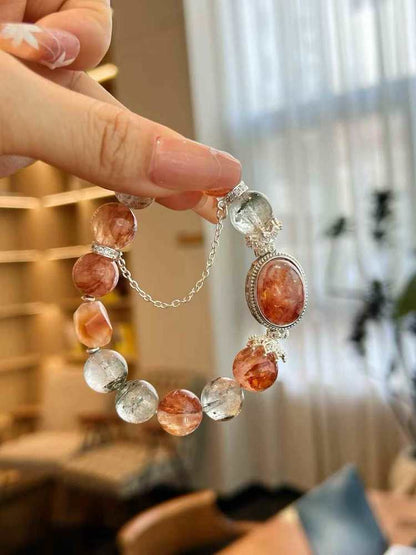 🔥 Wood Fire Transparency · Good Fortune Spreading like Wildfire 🔥 Xi Wood Fire Crystal Red Gel Flower Ghost Bracelet