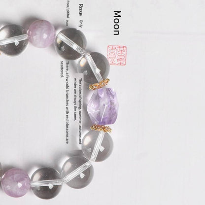 Stellar Prism: Faceted White Quartz, Amethyst & Kunzite Power Bracelet