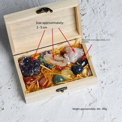 Mineral Sanctuary: Raw Crystal Wooden Altar Set