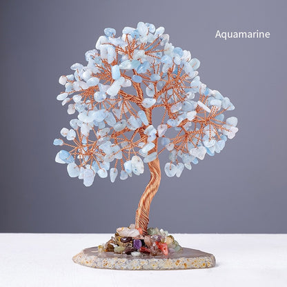 Natural agate supports the tree of Energy · Six-color crystals awaken the Light of life