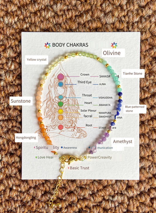 The Key of Light · Life Light Column: Faceted Crystal Seven-Chakra Bracelet with full-frequency Energy Precise activation