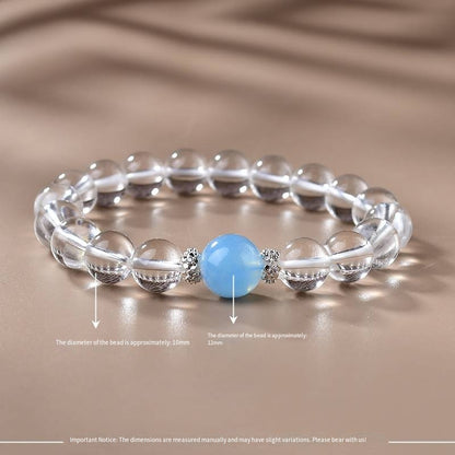 Arctic Aura: White Quartz & Aquamarine Solitaire Bracelet