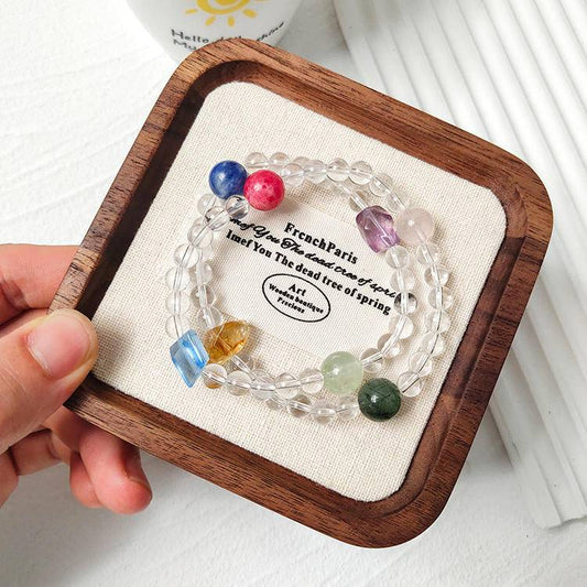 Celestial Chakra: Double Strand White Quartz & 7 Gemstone Bracelet