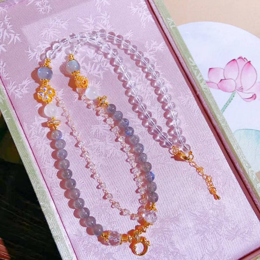 "Dark Tide String Moon" Natural Grey Moonstone Universal Resonant chain: When dark matter whispers in the neck, gravitational waves are the only strings