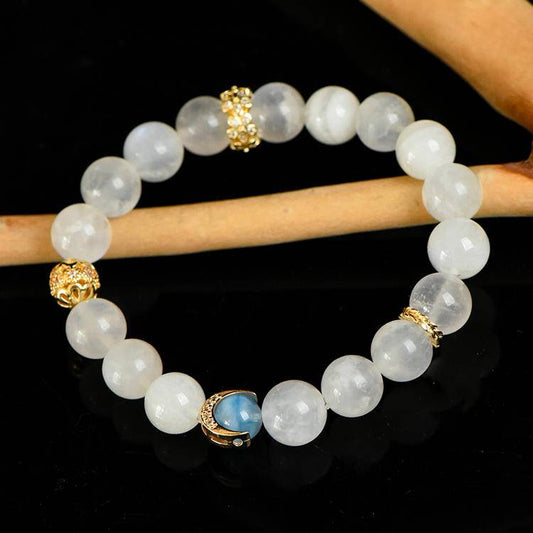 "Poem of the Sea and Moon" Blue Moonlight Aquamarine bracelet: Stars and tides Condensed on the wrist