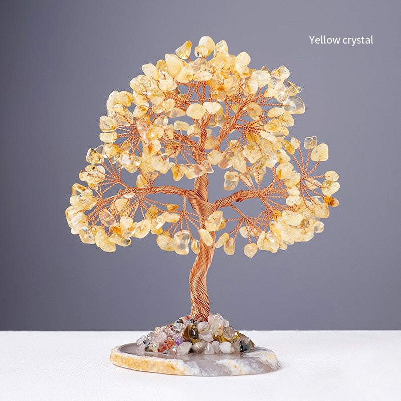 Natural agate supports the tree of Energy · Six-color crystals awaken the Light of life
