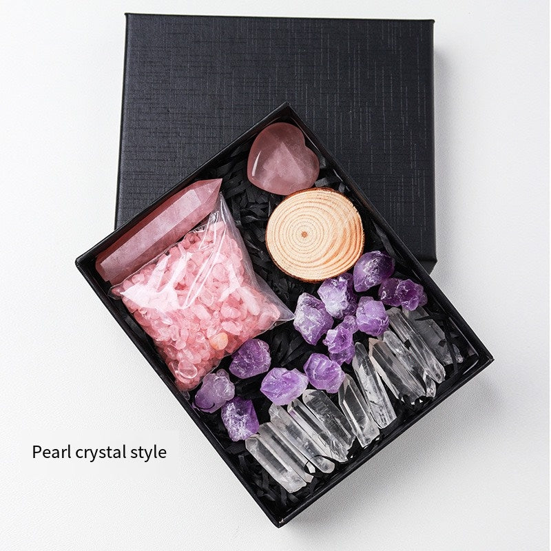 🔮 [Natural amethyst rough Stone + hexagonal Prism Crystal + Energy Gravel Set] - 13 energy universes, switch as you like!