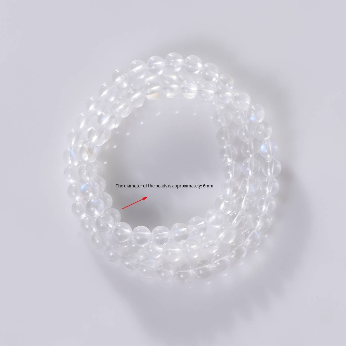 "Moonlight Cocoon" White Moonlight Three-Ring Plain bracelet: 6mm+ Cream halo · Unadorned wrapping