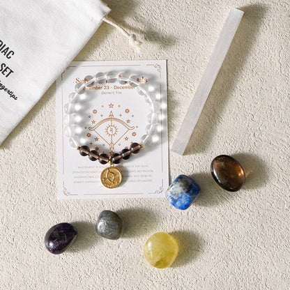 Your zodiac sign is the starry river worn on your hand. - Twelve Zodiac Signs Healing Bracelet Set -- White Crystal Energy Base Station × 60 Constellation Primordial Stones × Unlock Your zodiac Energy Formula