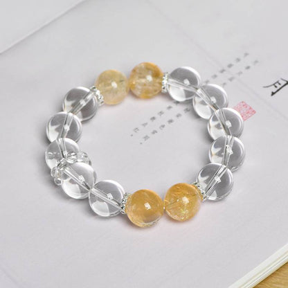 Golden Cascade: White Quartz & Yellow Azeztulite Wealth Bracelet