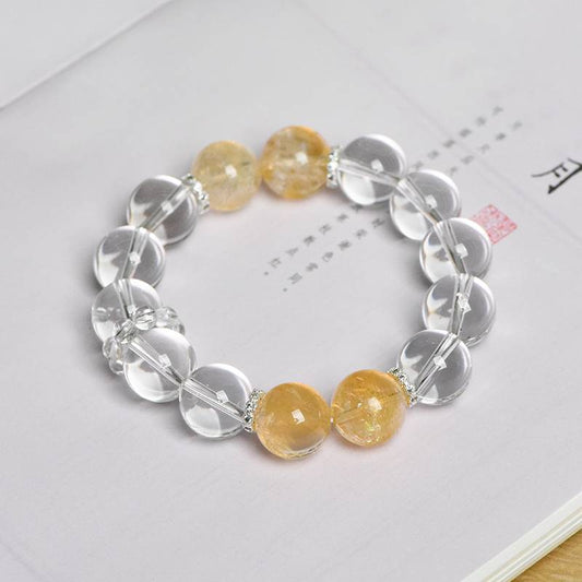 Golden Cascade: White Quartz & Yellow Azeztulite Wealth Bracelet