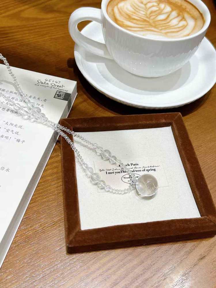 "Tears of the Universe" White Crystal Sphere Aurora Necklace