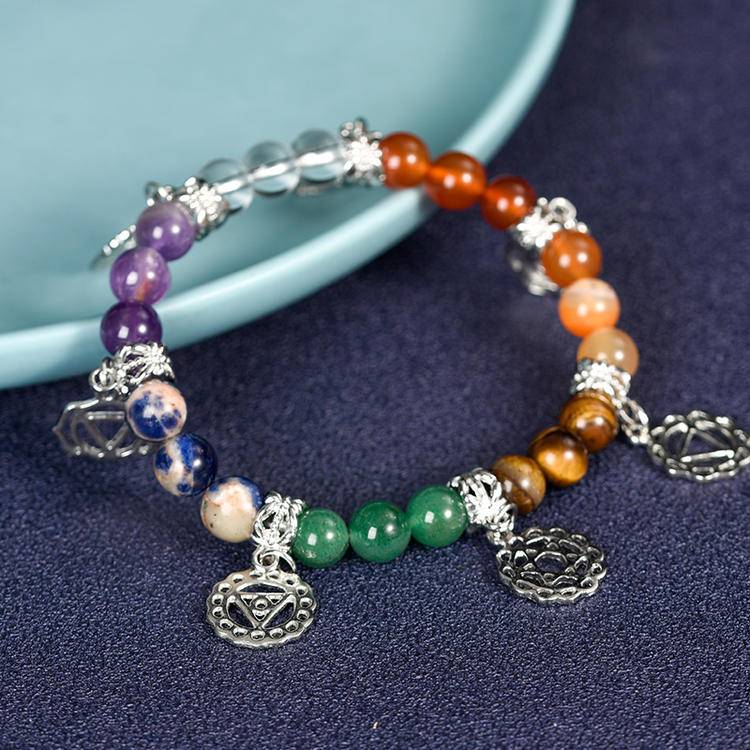 The Holy Light Ring · Seven Chakras Full Frequency Energy Bracelet: Seven-Colored Crystals, Connecting the spiritual veins