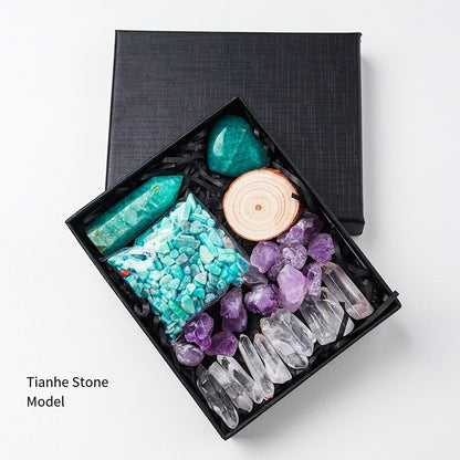🔮 [Natural amethyst rough Stone + hexagonal Prism Crystal + Energy Gravel Set] - 13 energy universes, switch as you like!
