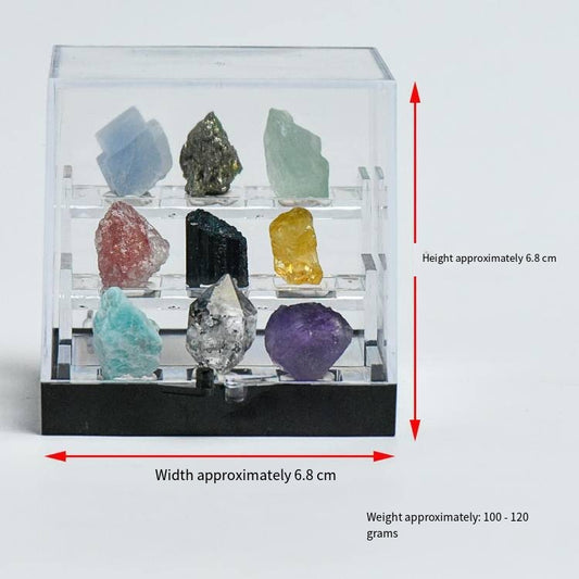Nine-in-one Raw Stone Mineral Label Box: Mineral Special Forces from the Center of the Earth to Outer Space - Portable High-energy Physics Laboratory