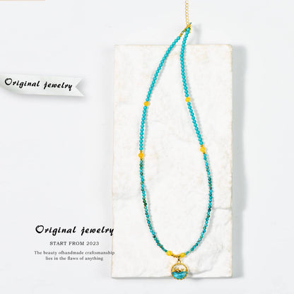 Whale and Deep Blue · Turquoise Amber Guards the Collarbone Chain: The sky mirror of Hubei pine, the time amber of amber, Whale guides the voyage