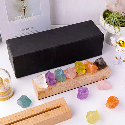 One lamp gathers seven colors · Energy Accompanies the night Peace: Natural Crystal Rough Stone Night Light