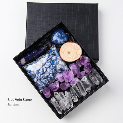 🔮 [Natural amethyst rough Stone + hexagonal Prism Crystal + Energy Gravel Set] - 13 energy universes, switch as you like!