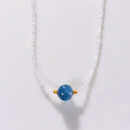 Ice Pole Starlight · 16mm Aquamarine Shines on the collarbone chain: The heart of polar glaciers, studded with galactic diamonds