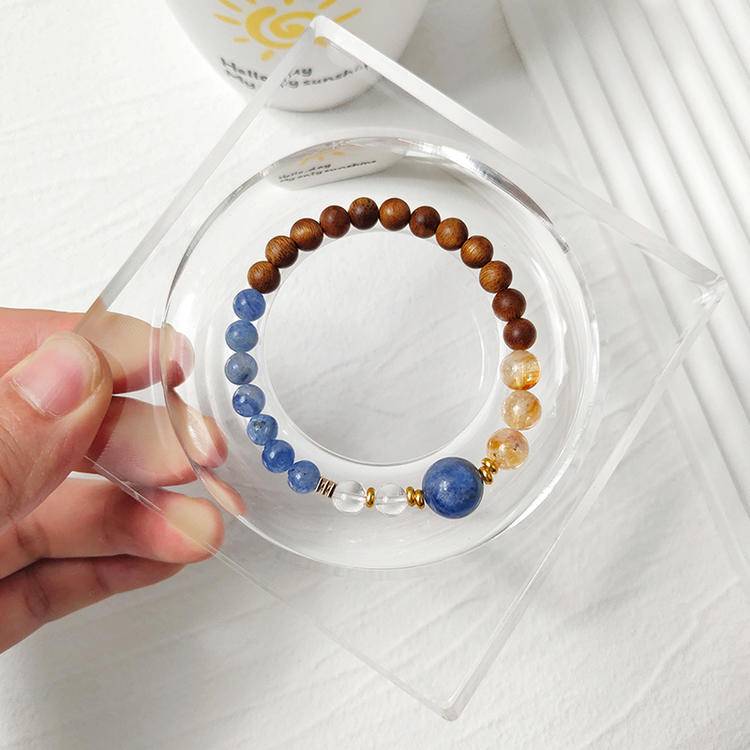 🌿✨ [Blue crystal Agarwood Bracelet] -- Spiritual Charm and Serene cultivation ✨🌿
