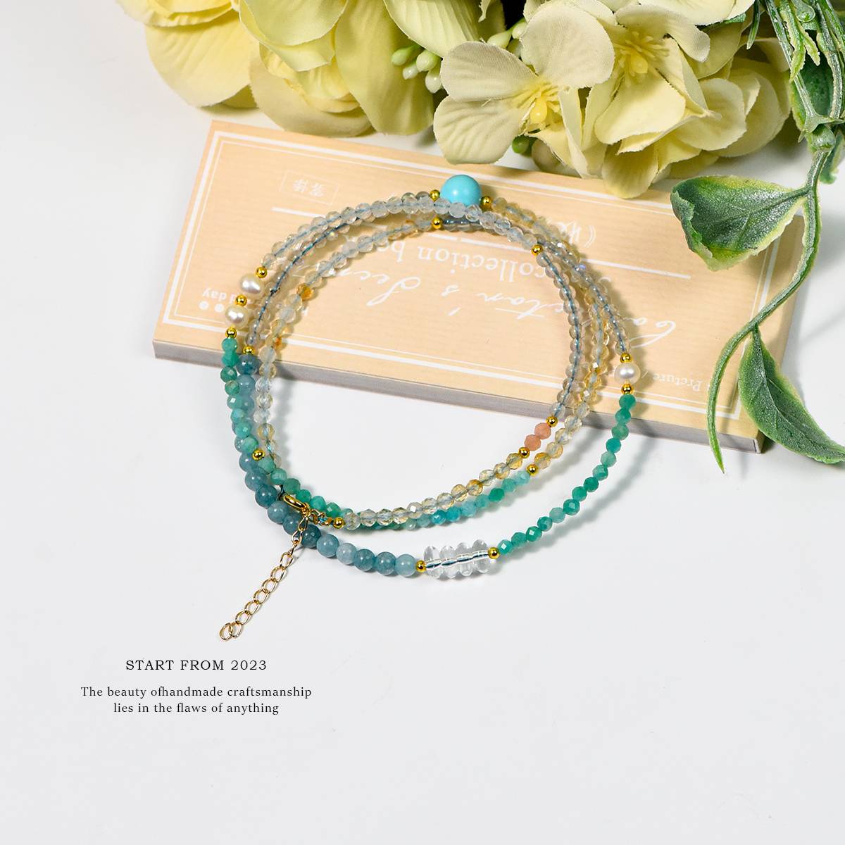 A hidden paradise of sea islands · Multi-Treasure Energy Collarbone Chain: The clear waves of aquamarine and the ripples of Tianhe stone jointly compose the wind of the ocean