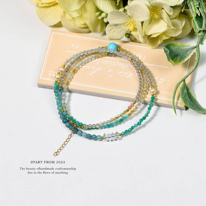 A hidden paradise of sea islands · Multi-Treasure Energy Collarbone Chain: The clear waves of aquamarine and the ripples of Tianhe stone jointly compose the wind of the ocean
