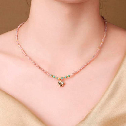 "Star Dome Pulsation" Red Jasper Faceted Sun, Moon and Celestial Body Necklace