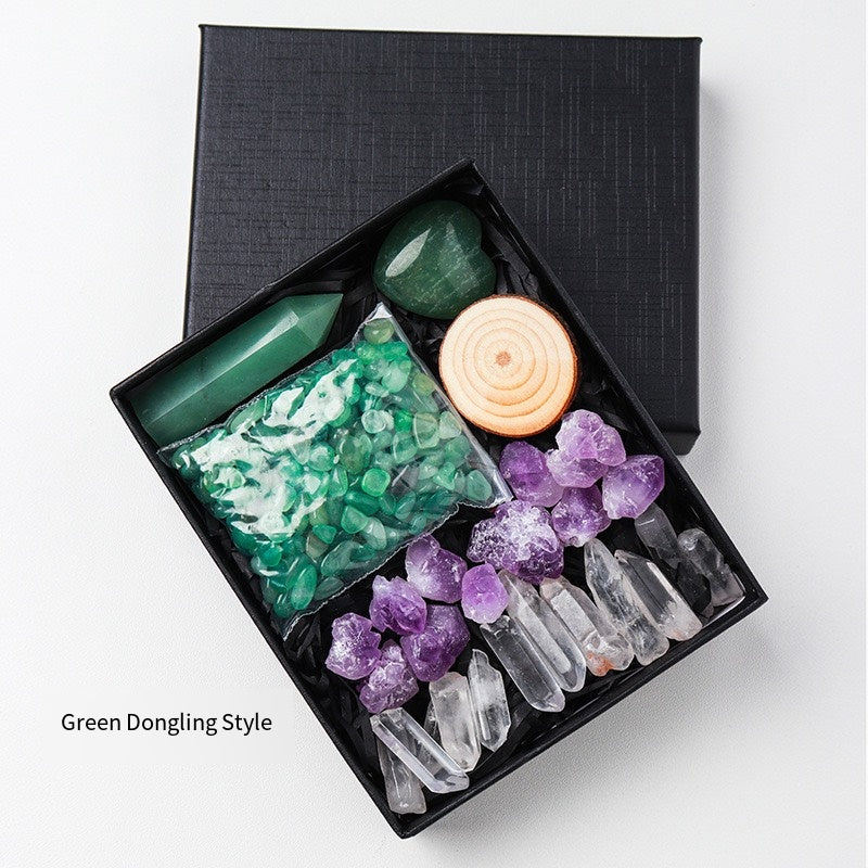 🔮 [Natural amethyst rough Stone + hexagonal Prism Crystal + Energy Gravel Set] - 13 energy universes, switch as you like!