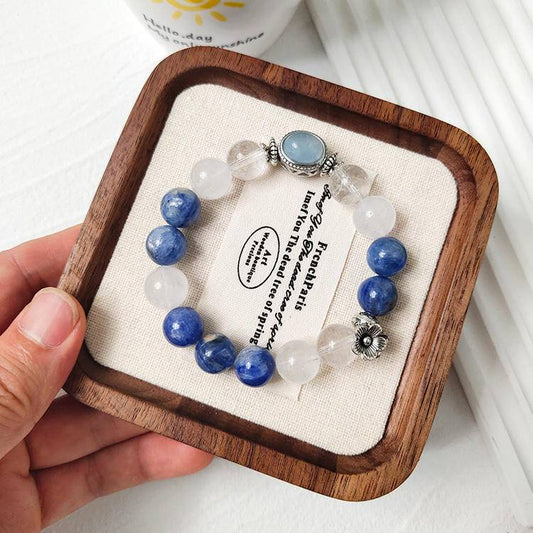 🌊✨ 【 White Crystal Blue crystal aquamarine Magic Box Bracelet 】 -- Pure · spiritual · Ocean Energy trio ✨🌊