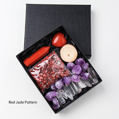 🔮 [Natural amethyst rough Stone + hexagonal Prism Crystal + Energy Gravel Set] - 13 energy universes, switch as you like!