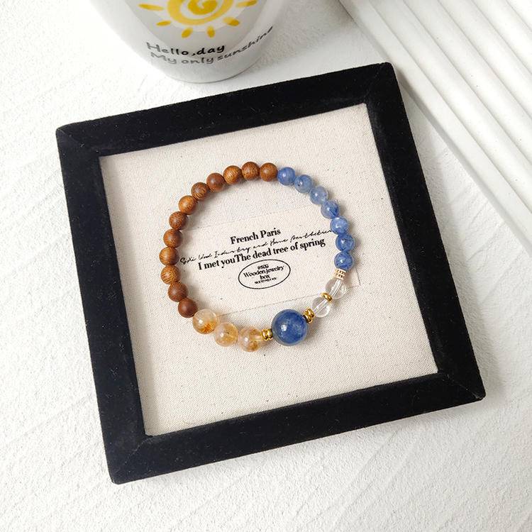 🌿✨ [Blue crystal Agarwood Bracelet] -- Spiritual Charm and Serene cultivation ✨🌿