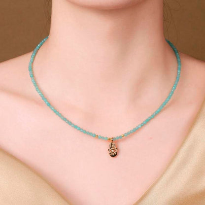 "Green Realm Silent Eyes" Faceted Amazon Stone Sun View Necklace: When the heart of the forest opens its eyes to the sunlight, silence is protection