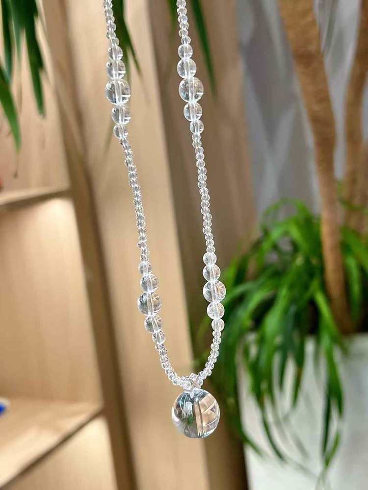 "Tears of the Universe" White Crystal Sphere Aurora Necklace
